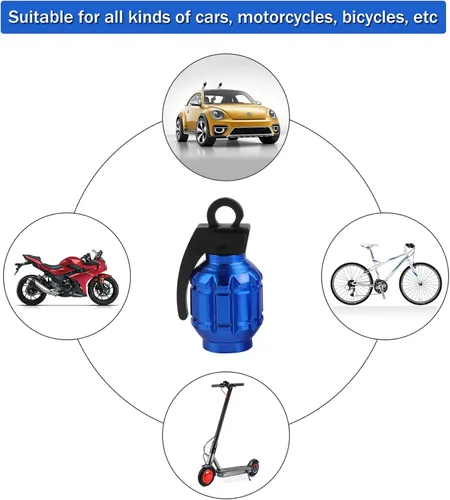 Miniatura 5 de SINGARO Tapón de válvula de neumático de aluminio, cubierta de vástago de válvula de neumático de automóvil impermeable y a prueba de polvo, azul