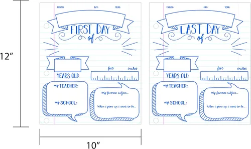 Miniatura 5 de Canopy Street Cuaderno de primer y último día de escuela reutilizable de borrado en seco, juego de accesorios para fotos, fácil de limpiar, 10 x 12