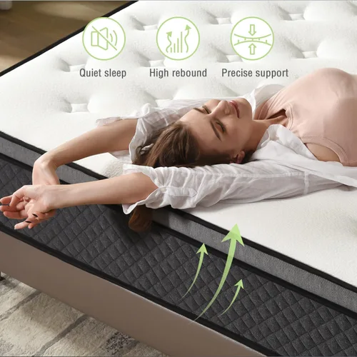 Miniatura 6 de Colchón híbrido King de 12 pulgadas en caja, certificado CertiPUR-US Gel memory foam & pocketed springs, medium plush cooling mattress relieves