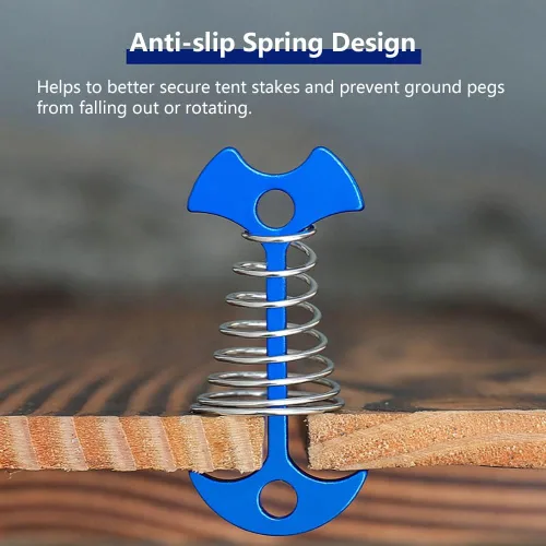 Miniatura 6 de Fishbone - Estacas de anclaje para cubierta con mosquetones, estacas de aluminio para tienda de campaña con hebilla de resorte, resistente al viento