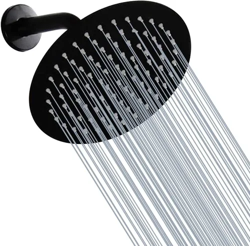 Cabezal de ducha de lluvia negro mate redondo de 8 pulgadas, cabezal de ducha de alta presión de acero inoxidable, cabezal de ducha de lluvia