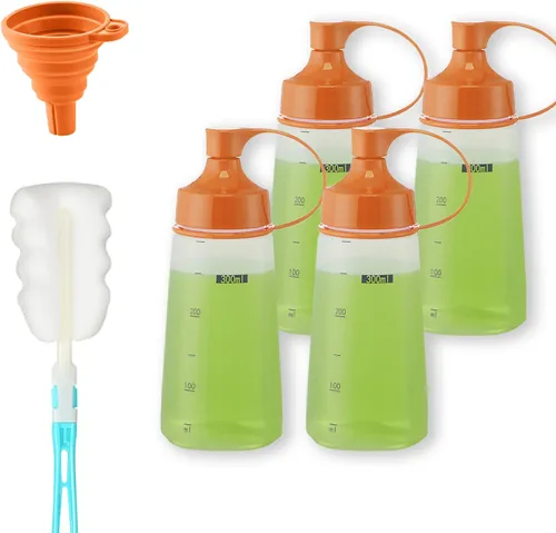 Miniatura 10 de Botellas de chorro para condimentos para salsas de plástico – (2 piezas, 6 onzas) botellas de ketchup con parte superior para pintar líquidos