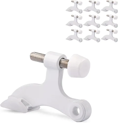 Miniatura 12 de Paquete de 10 Topes de Puerta con Pasador de Bisagra de Níquel Satinado Cepillado - Topes de Puerta con Pasador de Bisagra Ajustables de Servicio