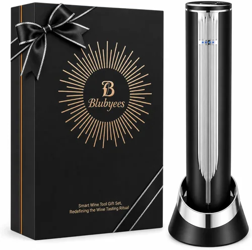 Miniatura 11 de Abridor eléctrico de botellas de vino con base de carga y cortador de papel de aluminio integrado, sacacorchos automático inteligente activado por