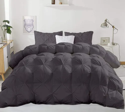 Miniatura 8 de Juego de edredón plisado para todas las estaciones, 21.16 oz/m², 3 piezas (edredón + 2 fundas de almohada), relleno de edredón de algodón egipcio