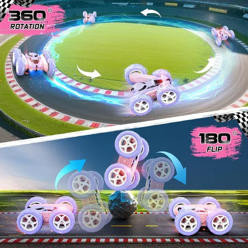 Miniatura 5 de cosone Automóvil a Control Remoto, Autos RC para Niños, Juguetes Recargables, Rotación de 360°, 2.4Ghz, Auto de Acrobacias RC para Niños, Regalo