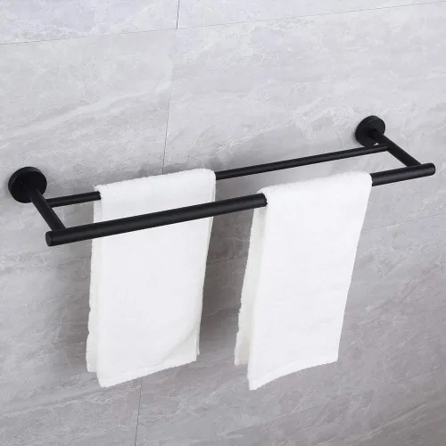Miniatura 3 de kinzcn SUS 304 - Toallero doble de acero inoxidable de 24 pulgadas, para montaje en pared, toallero para baño, estilo moderno, acabado pulido