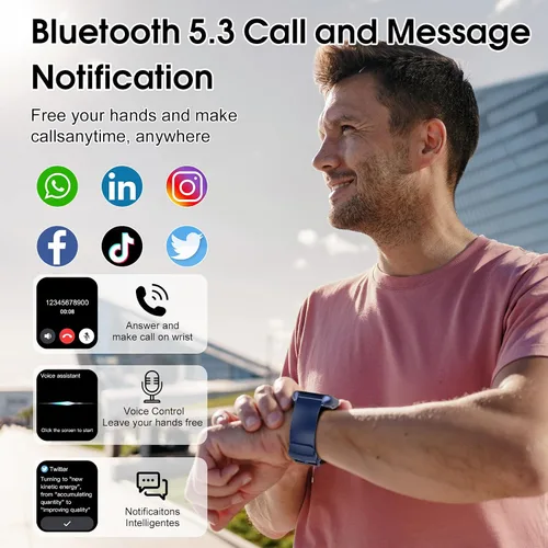 Miniatura 2 de Reloj inteligente (respuesta/hacer llamada), reloj inteligente de 1.85 pulgadas para hombres y mujeres, reloj de fitness 2025, más de 110 modos