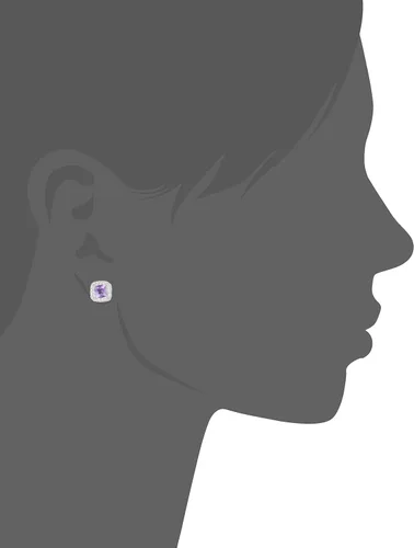 Miniatura 4 de Amazon Essentials Aretes de plata de ley con piedra natal de corte cojín y zafiro blanco creado (anteriormente colección Amazon)