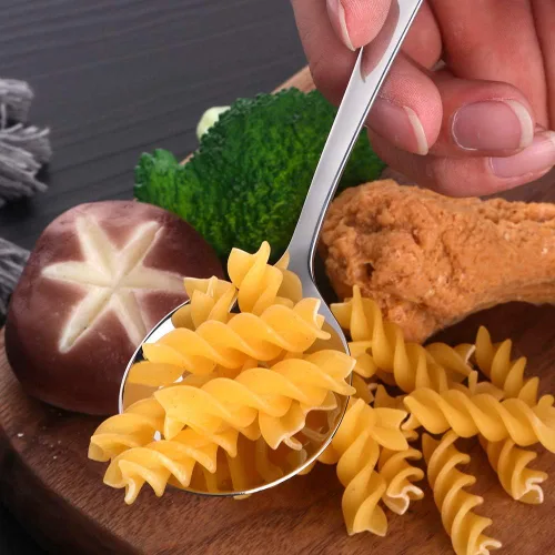 Miniatura 3 de Buyer Star Juegos de cucharas de caldo, cucharas de sopa redondas de 7 pulgadas, cucharas de cena de mesa con acabado de acero inoxidable Plateado
