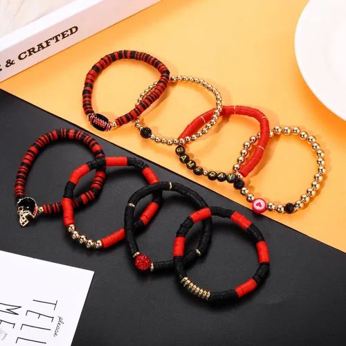 Miniatura 145 de Surfer Heishi - Pulseras apilables para mujer, apilables, de vinilo arcoíris, disco de arcilla, pulseras elásticas para la amistad, joyería bohemia