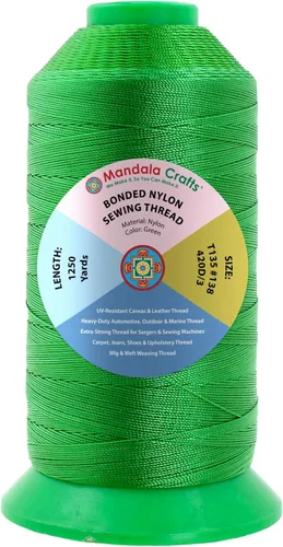 Miniatura 234 de Mandala Crafts - Hilo de nailon para coser cuero, tapicería, mezclilla y para trenzar el pelo; resistente, 1500 yardas, tamaño 69 T70 Marrón