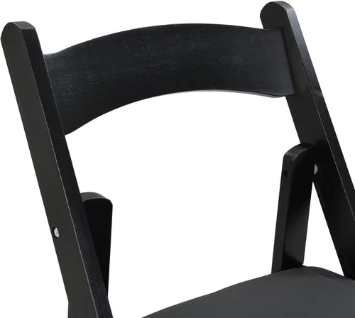 Miniatura 6 de Wood Folding Chair, Folding Chairs Set of 4, Upholstered Dining Chairs with Black Cushion, Stackable Collapsible Chair for Outside Indoor, Accent