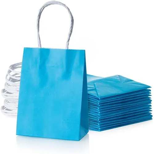 Miniatura 20 de Pequeña bolsa de papel lavanda con asa para recuerdos de fiesta, 6 x 4.5 x 2.5 pulgadas, para boda, cumpleaños, bolsa reciclada, paquete de 24