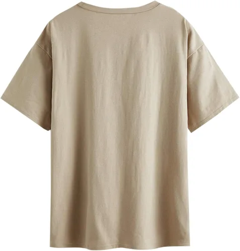 Miniatura 2 de SheIn Camiseta larga con diseño de letras grandes y hombros caídos para mujer