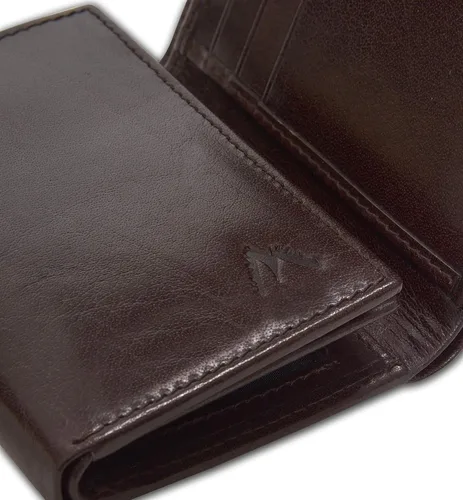 Miniatura 28 de Cartera de cuero RFID hecha a mano para hombres, elegante cartera de bolsillo frontal triple con 2 ranuras para identificación y 9 tarjetas, Negro
