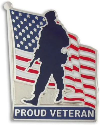 Miniatura 61 de PinMart Pin de veterano – Pin patriótico americano de solapa o sombrero – Orgulloso de ser retirado ejército, marina, fuerza aérea o cuerpo