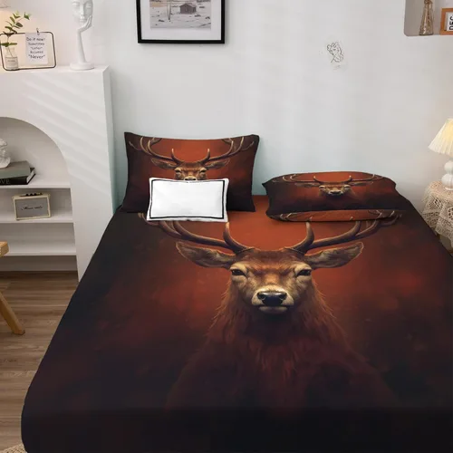 Miniatura 3 de Sábanas de ciervo tamaño individual – Sábanas de cama de animales del bosque, microfibra suave, bolsillo profundo, sábanas y fundas de almohada