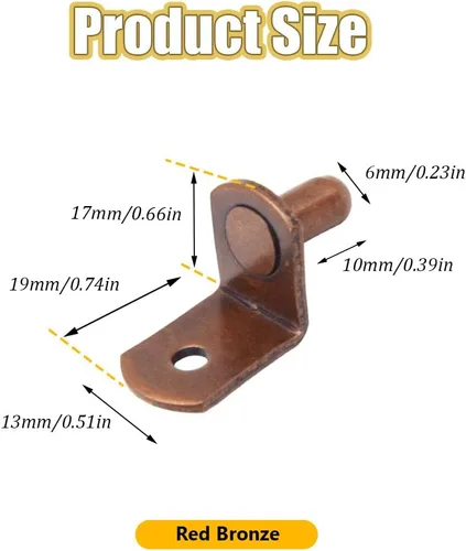 Miniatura 2 de 50 clavijas de soporte para estantes con funda de goma, soportes de estante de vidrio para muebles, clavijas para estantes (bronce rojo/L)