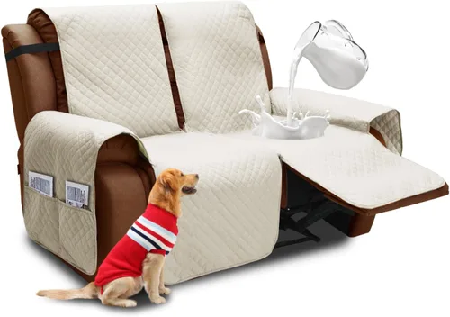 Miniatura 24 de XINEAGE Funda para Loveseat Reclinable Resistente al Agua, Fundas para Loveseat Reclinable de 2 Asientos con Bolsillos, Funda Protectora para Café