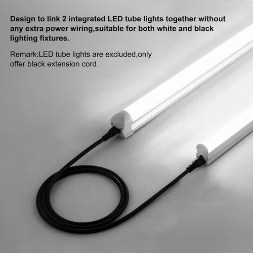Miniatura 6 de Cables de extensión T5 T8 negros de 4 pies, cable de alimentación de luz de crecimiento, cables de conexión de lámpara de 48 pulgadas, conectores