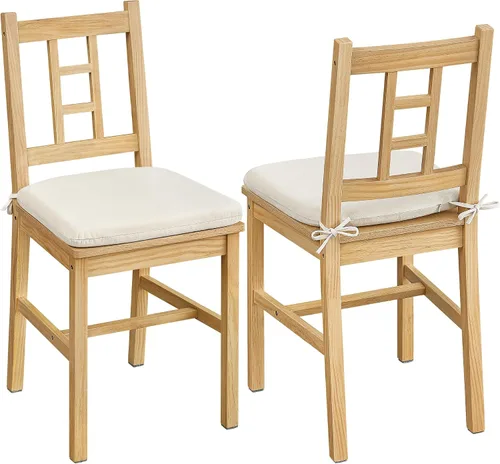 Miniatura 8 de VASAGLE Sillas de comedor de madera, juego de 2, sillas de cocina y comedor, cojín extraíble, respaldo curvo, cada una soporta 264 libras, negro