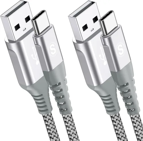 Miniatura 14 de sweguard Cable USB tipo C de 3.1A de carga rápida [2 unidades, 6.6 pies + 6.6 pies], cargador USB-A a USB-C, cable trenzado de nailon para Samsung