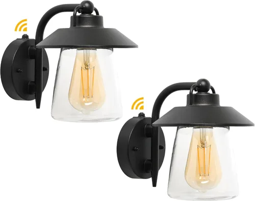 Miniatura 8 de LUTEC Lámpara de pared interior y exterior de atardecer a amanecer, aplique de pared estilo granja, lámpara de pared con acabado negro mate