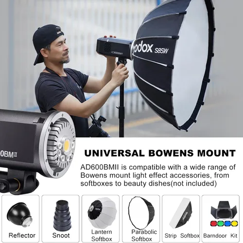Miniatura 6 de Godox AD600BMII AD600BM II - Luz estroboscópica para exteriores, para fotografía, flash de estudio de 2.4G 600Ws, montaje Bowens GN87 con lámpara