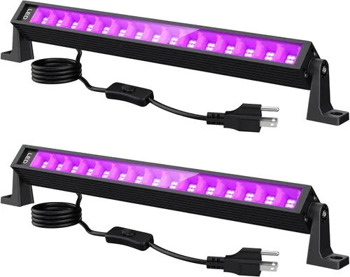 Barra de luz LED negra de 38 W, barras de luz negra con enchufe e interruptor, área de 22 x 22 pies para fiesta brillante, fiestas de Halloween,