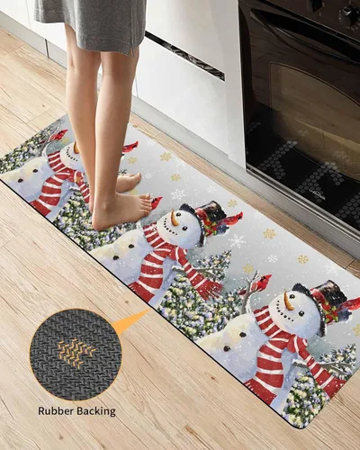 Miniatura 3 de Tapete de baño de muñeco de nieve de Navidad para bañera, antideslizante, de secado rápido y absorbente, tierra de diatomeas, fregadero, dormitorio