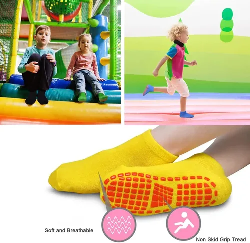 Miniatura 3 de 12 pares de calcetines de trampolín – Puños antideslizantes para niños con protección antideslizante para el tobillo para niños y niñas