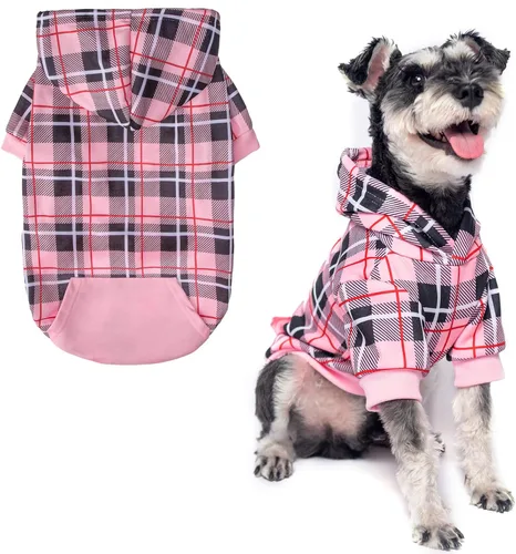 Miniatura 25 de EXPAWLORER - Sudadera con capucha para perro, estilo británico, suave y cálido con agujero para la correa, para clima frío, abrigo de invierno