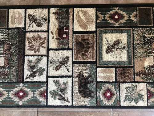 Miniatura 7 de Alfombra de pasillo estilo cabaña, estilo rústico, nativo americano, occidental, oso, alce, ciervo, vida silvestre, cabaña, diseño nativo 386