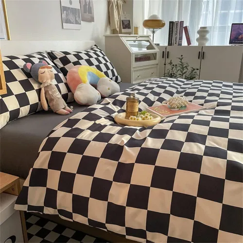 Miniatura 5 de Wellboo Juegos de Edredones a Cuadros Negros y Blancos Queen para Mujeres y Hombres Ropa de Cama de Cuadrícula de Tablero de Ajedrez Blanco y Negro
