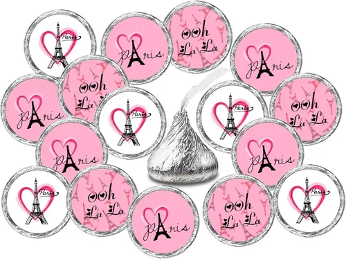 324 etiquetas adhesivas de besos de París, Torre Eiffel, calcomanías rosas de besos para decoración de fiestas de cumpleaños, bodas, baby shower,