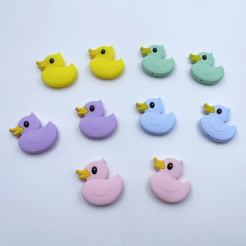 Miniatura 4 de 10 cuentas de pato coloridas en forma de pato, cuentas focales para bolígrafo, fabricación de llaveros, pulseras de joyería, collares, fabricación