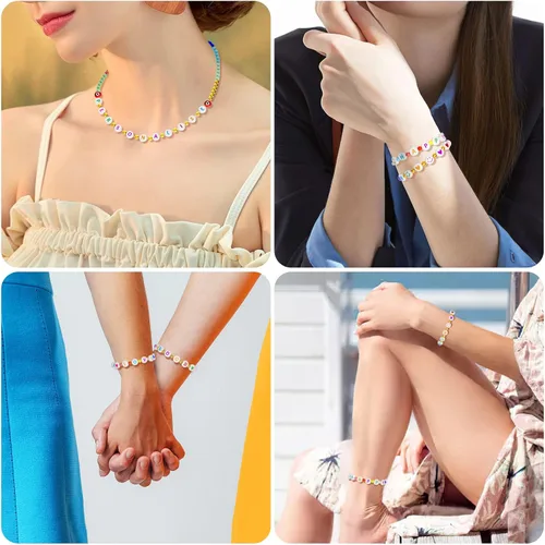 Miniatura 7 de ARTDOT Kit de 1400 cuentas de letras para hacer pulseras de amistad, 28 estilos surtidos de suministros de fabricación de joyas, juego de cuentas