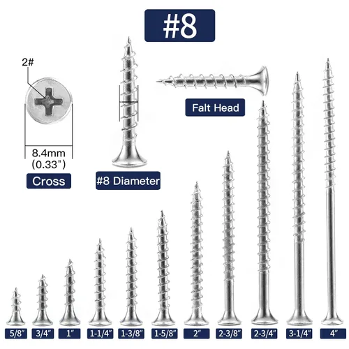 Miniatura 3 de Tornillos para paneles de yeso #8 x 3/4", 100 tornillos de madera autorroscantes rápidos de acero al carbono, cabeza plana SG TZH