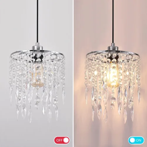 Miniatura 6 de Cortinas de araña de 11.81 pulgadas x 8.66 pulgadas de profundidad, pantalla de cristal pequeña, pantalla colgante de cuentas acrílicas, modernas