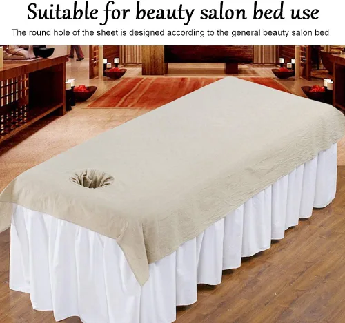 Miniatura 2 de Funda de cama de masaje, sábanas de masaje de belleza, sofá de masaje de salón de spa, protector de cama de algodón suave con agujero
