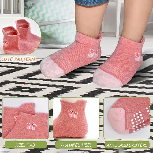 Miniatura 6 de Calcetines SkiBeaut para niños con agarre, 12 pares de calcetines antideslizantes para niños, calcetines de casa para bebés, niños y niñas de 0 a 7