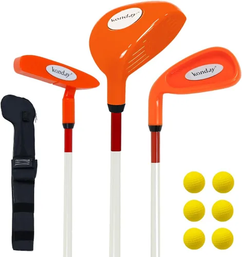 Miniatura 8 de Juego de palos de golf para niños, juego de golf KONDAY Kids, incluye unidad, plancha, putter, bolsa de transporte y pelotas suaves para mano derecha
