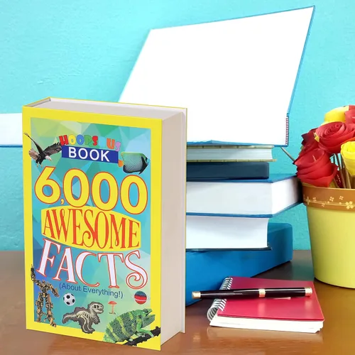 Miniatura 6 de Caja fuerte con libro de 6000 datos impresionantes con páginas reales, divertido libro de diversión con cerradura de combinación de 3 dígitos