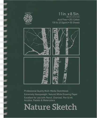 Pentalic Bloc de dibujo de la naturaleza, 11 pulgadas por 8-1/2 pulgadas