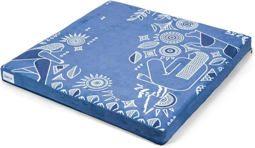 Zaveur Royal Court Meditation Mat With Velvet Cover - 24" x 24" Square Zabuton Thick Yoga Mat - Non Slip Exercise Mat for Home Workout - Thick Foam