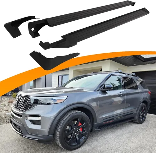 Estribos aptos para Ford Explorer Base ST XLT Limited Platinum ST-Line Timberline 2020-2026 con aletas de barro