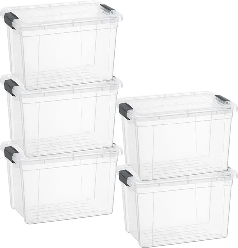 Miniatura 21 de Superio Cajas de almacenamiento transparentes con tapas, contenedores de plástico de 2.5 cuartos de galón para organizar, cajas apilables, sin BPA