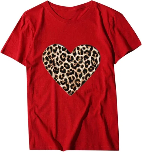 Miniatura 27 de Camisetas de manga corta con estampado de corazón para mujer, camisetas de ajuste regular, linda y divertida, ropa de regalo 2023