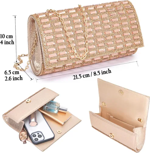 Miniatura 6 de Bolsos de noche para mujer, bolso cruzado brillante con diamantes de imitación, bolso cruzado para boda, graduación, fiesta, club